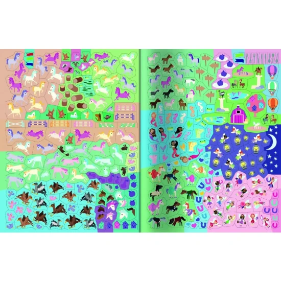 Nálepkový zošit s viac ako 555 samolepkami koní a jednorožcov.