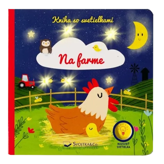 Kniha so svetielkami na farme, deti objavujú zvieratá v noci pomocou svetielok