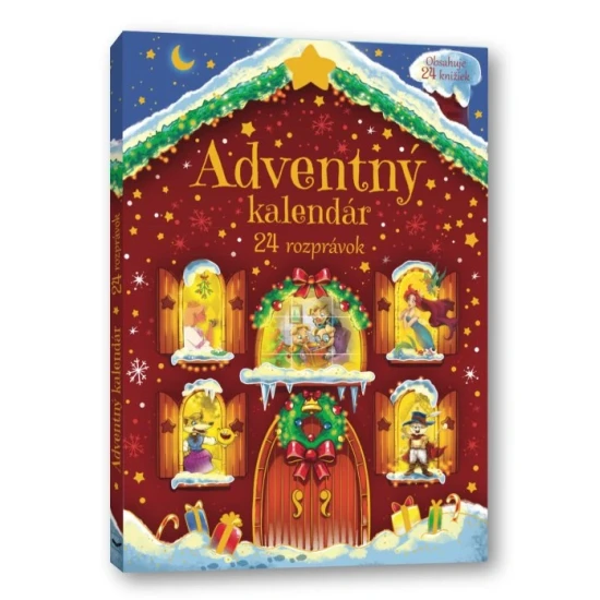Adventný kalendár s 24 okienkami a detskými rozprávkami, vianočná predvianočná tradícia pre deti.