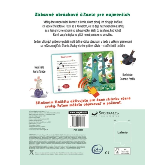 Interaktívna detská kniha so siedmimi maľovanými príbehmi, obrázkami a zvukovými tlačidlami