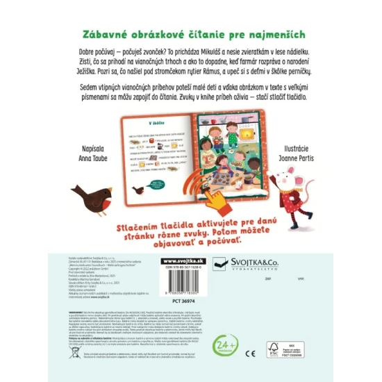 Interaktívna vianočná kniha pre deti so zvukmi, obrázkami a veľkými písmenami