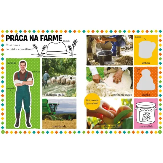 Spoznaj hospodárske zvieratá z farmy v tejto úchvatnej knižke aktivít. Vyfarbuj obrázky a na vynechané miesta nalepuj samolepky.