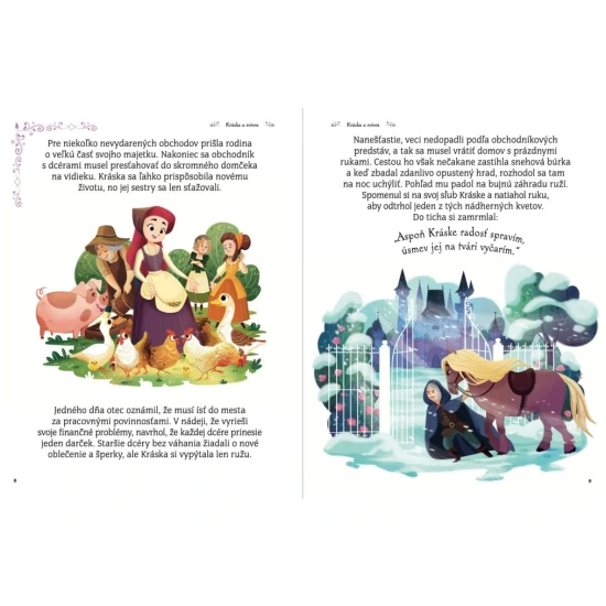 Ilustrovaná kniha Klasické rozprávky a príbehy s postavami ako Peter Pan, Snehulienka a Pinocchio