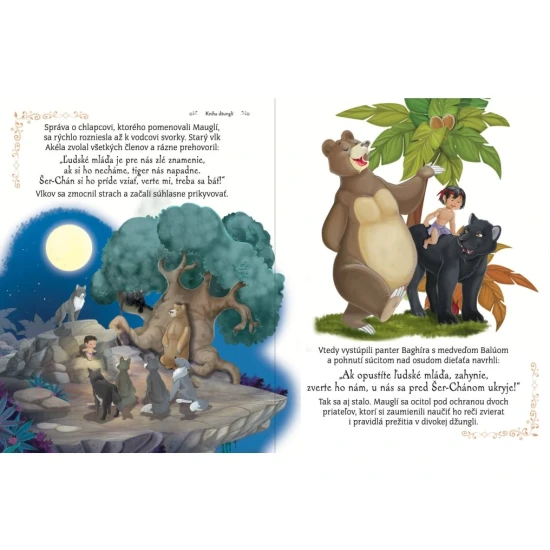 Ilustrovaná kniha Klasické rozprávky a príbehy s postavami ako Peter Pan, Snehulienka a Pinocchio