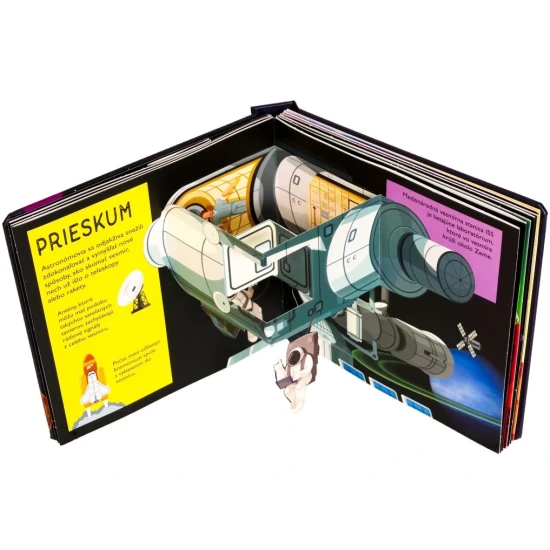 Detská pop-up kniha o Slnečnej sústave s priestorovými ilustráciami planét a vesmíru