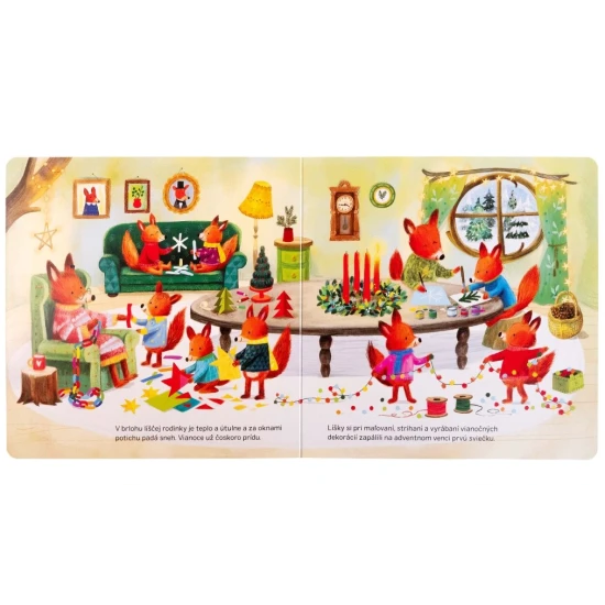 Vianočná knižka 24 adventných okienok, detský príbeh so zvieratkami