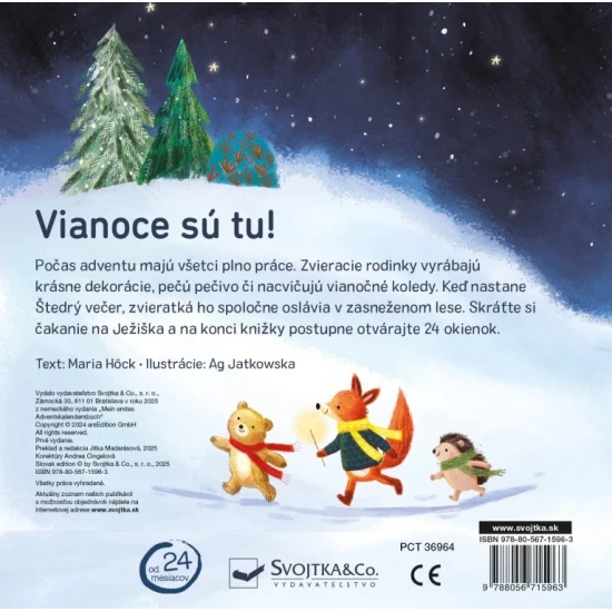 Vianočná knižka 24 adventných okienok, detský príbeh so zvieratkami