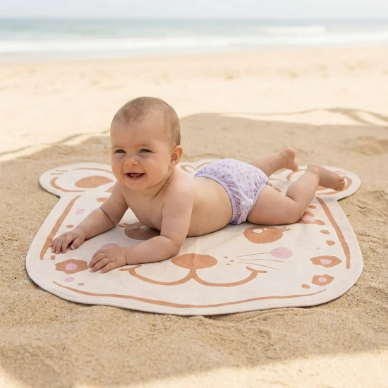 Tvarovaný plážový uterák Beige Leopard 140 cm