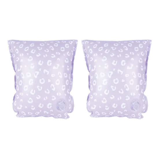 Detské rukávníky na plávanie od Swim Essentials s leopardím vzorom vo fialovej farbe sú vhodné pre detičky od 2 do 6 rokov.