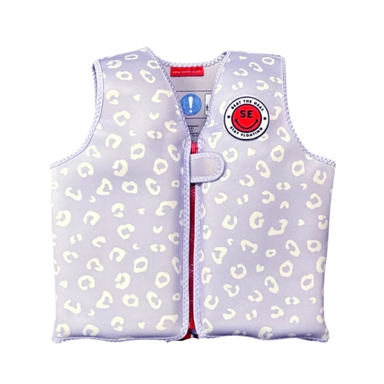 Štýlová a bezpečná plávacia vesta pre deti Swim Essentials Leopard Lila