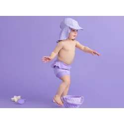 Plavkový klobúk s ochranou krku UPF 50+ Lila Leopard