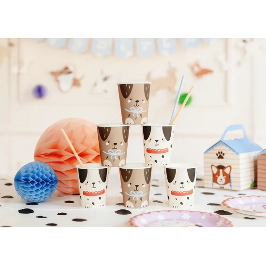 Papierové poháre so psíkom na detskú párty