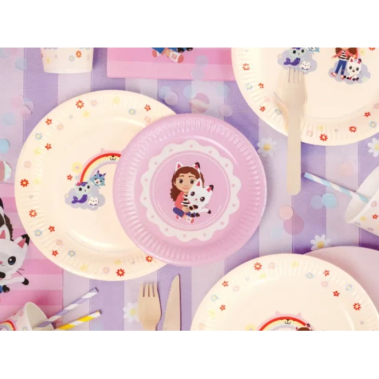 Papierové taniere Gabby’s Dollhouse s farebným motívom