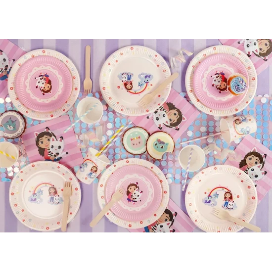 Papierové taniere Gabby’s Dollhouse s farebným motívom