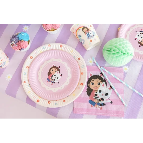 Papierové taniere Gabby’s Dollhouse s farebným motívom