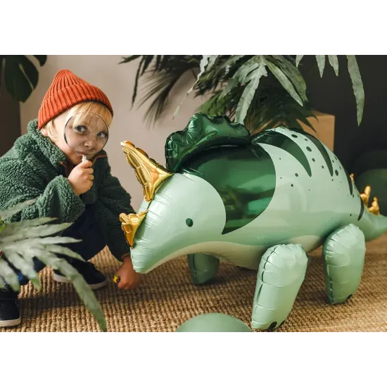 Balón s atraktívnym dizajnom s motívom dinosaura, čo zaujme každé dieťa.