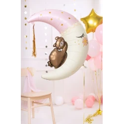 Balón Medvedík na mesiaci Ružový 80x98 cm