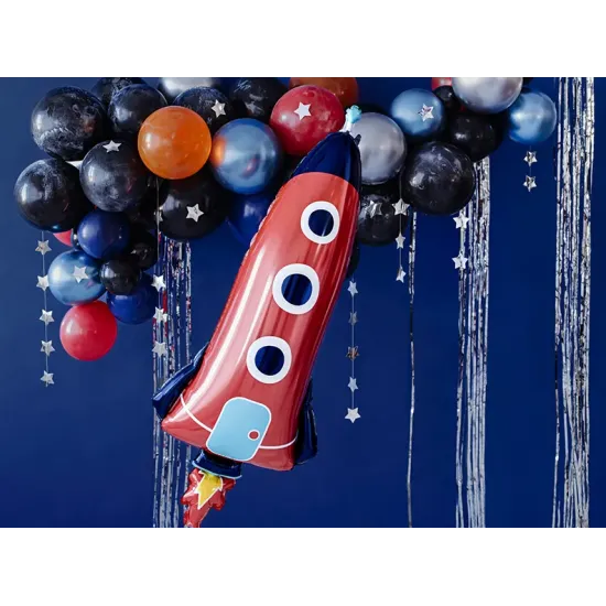 Balón s atraktívnym dizajnom vesmírnej rakety, čo zaujme každé dieťa.