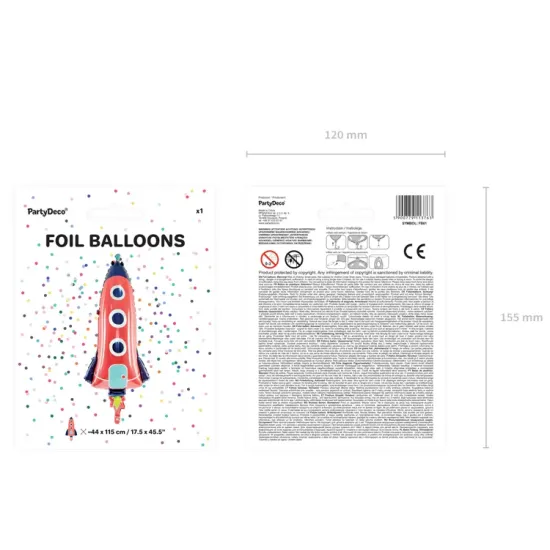 Balón s atraktívnym dizajnom vesmírnej rakety, čo zaujme každé dieťa.