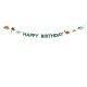 Krásna girlanda s nápisom Happy Birthday a rôznymi kreslenými dinosaurami. 