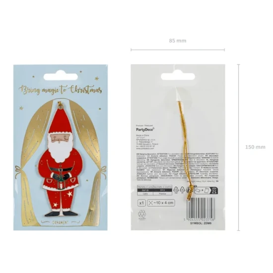 Kovová vianočná ozdoba v tvare Santa Claus na vianočný stromček.