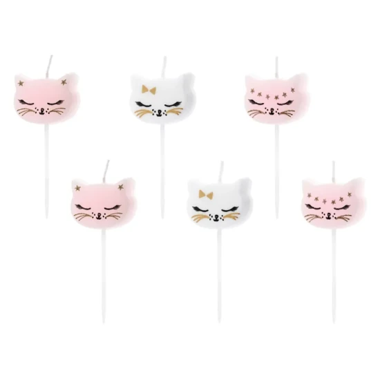 Sviečky v tvare mačky vhodné na narodeninové detské oslavy.