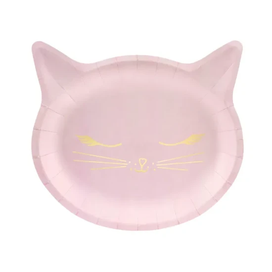 Narodeninové taniere na detskú oslavu s motívom mačka.