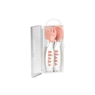 Lyžička s vidličkou v puzdre Pink