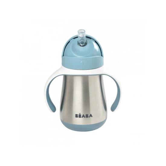 Béaba Hrnček termoizolačný so slamkou nerez 250ml Blue