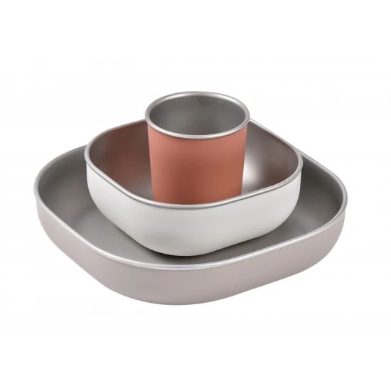 Béaba Jedálenská sada nerez 3-dielna Terracotta