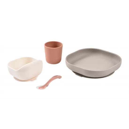 Béaba Jedálenská sada silikónová 4-dielna Terracotta / Gazelle