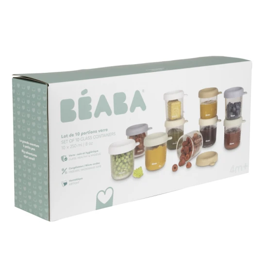 Beaba Tégliky na jedlo sklenené 10x 250 ml Natural