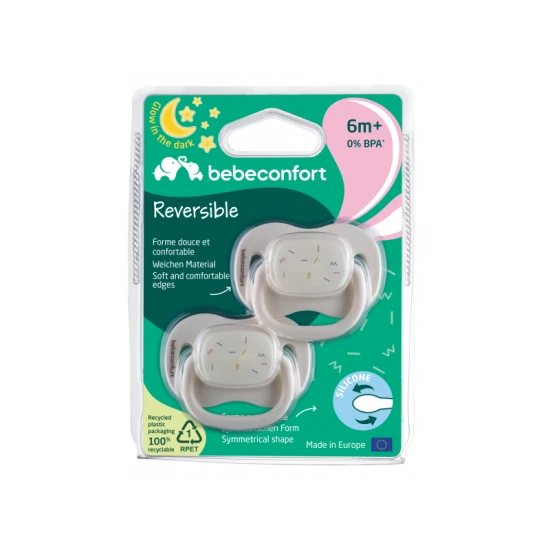 Cumlík silikónový symetrický svietiaci 2ks 6m+ Sand – BebeConfort 3104202440BC