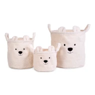 Kôše na hračky 3 ks Teddy Off White 3 ks