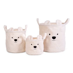 Kôše na hračky 3 ks Teddy Off White 3 ks