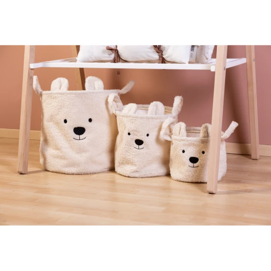 Childhome Teddy Off White 3 ks – sada 3 plyšových úložných košíkov Teddy
