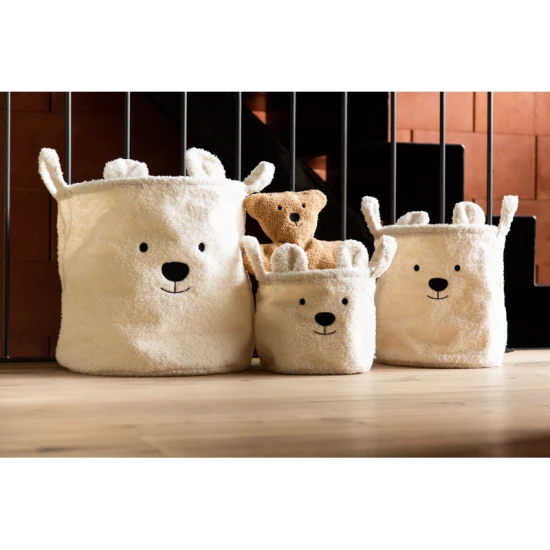 Childhome Teddy Off White 3 ks – sada 3 plyšových úložných košíkov Teddy