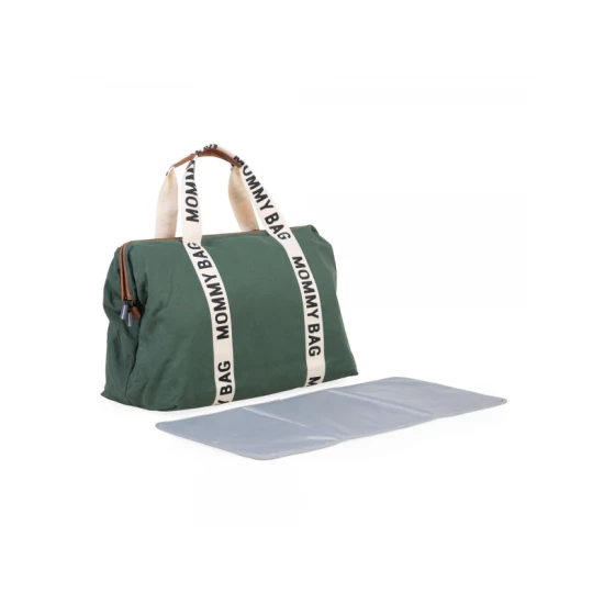 Childhome Mommy Bag Canvas Green – prebaľovacia taška 55×30×40 cm