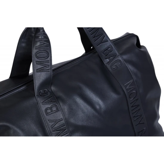 Childhome Mommy Bag Signature Vegan Leather Black – prebaľovacia taška 55×30×40 cm