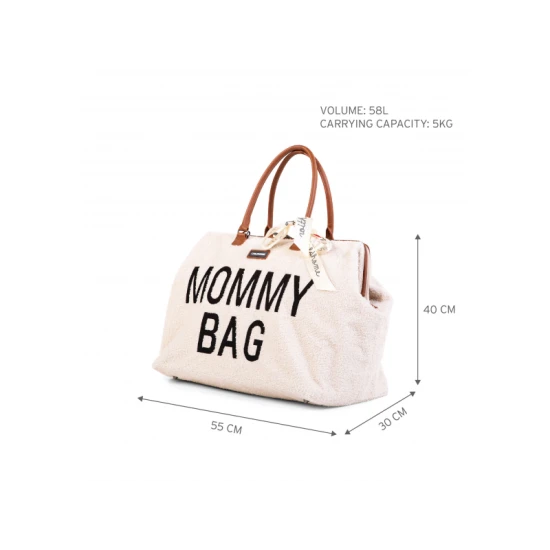 Childhome Mommy Bag Teddy Off White – prebaľovacia taška 55×30×40 cm