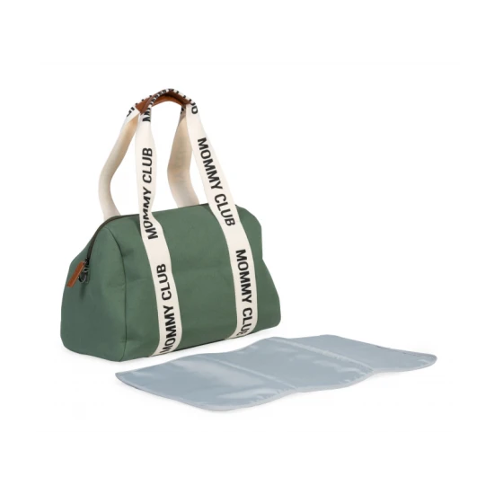Childhome Mommy Club Signature Canvas Green – prebaľovacia taška 38×27×21 cm