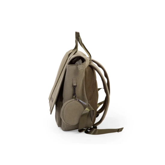 Childhome Canvas Khaki – školská taška s reflexnou pláštenkou 39×31×12 cm
