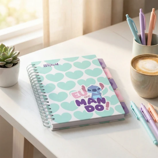 Poznámkový blok B5 Stitch Pastel s farebnými záložkami a veselým motívom Disney postavičky Stitch