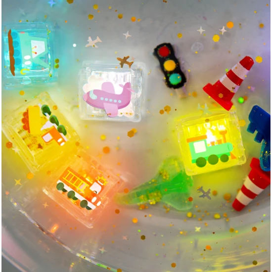 Glo Pals Senzorické svietiace kocky Autá svietiace kocky do vane pre deti, rozžiarené vo vode.