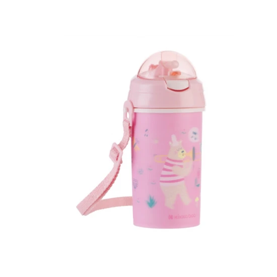 Hrnček so silikónovou slamkou a popruhom 450ml Music Fest Pink - KikkaBoo 31302030081KB