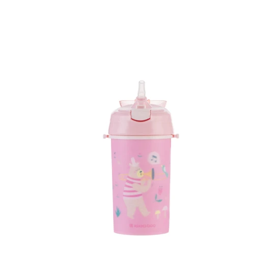 Hrnček so silikónovou slamkou a popruhom 450ml Music Fest Pink - KikkaBoo 31302030081KB