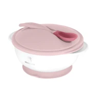 Miska s prísavkou, viečkom a lyžičkou s tepelným senzorom Pink
