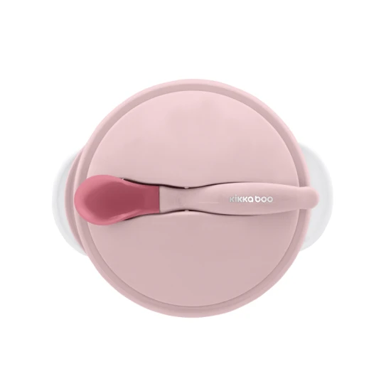 Miska s prísavkou, viečkom a lyžičkou s tepelným senzorom Pink - KikkaBoo 31302040076KB