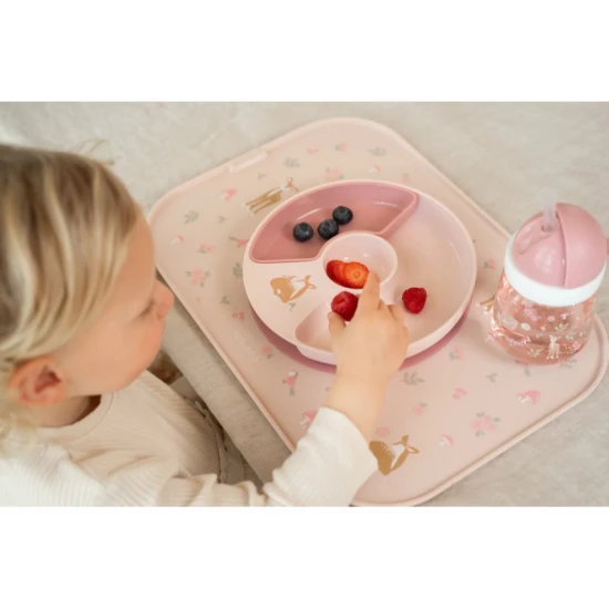 Bezpečný a odolný detský delený tanier Fairy Garden vhodný do umývačky aj mikrovlnky