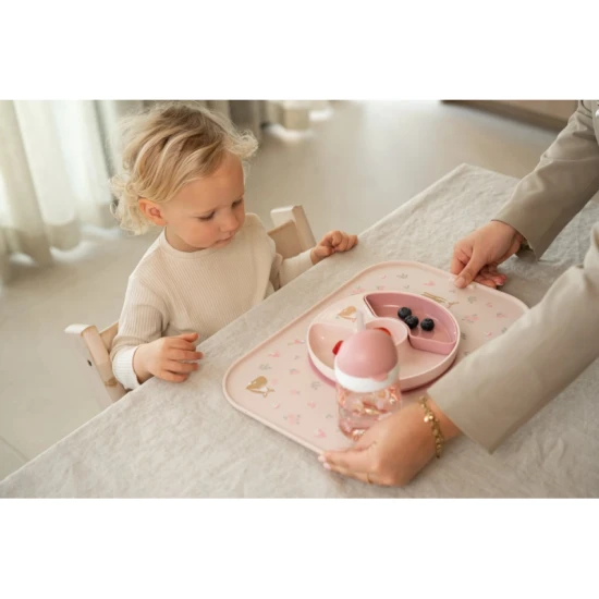 Bezpečný a odolný detský delený tanier Fairy Garden vhodný do umývačky aj mikrovlnky